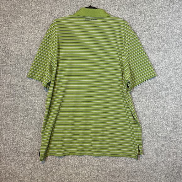 Under Armour Shirt Mens XL Green Striped Polo Short Sleeve Performance - Picture 8 of 9